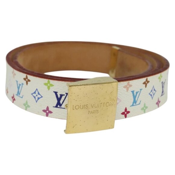 LOUIS VUITTON Monogram Multicolor Ceinture Carre Belt White M9270U LV Auth MY153 - Picture 1 of 15